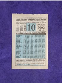 Resim 10 Aralık 2002 Takvim Yaprağı - Nostalji Koleksiyonluk Takvim Yaprağı 