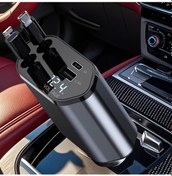 Resim Challenger 66w Usb-c Araç Şarj Cihazı 4ü 1 Arada Geri Çekilebilir İphone Android Uyumlu Metalik 