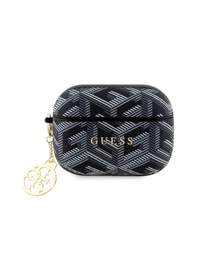 Resim Apple Uyumlu AirPods Pro 2 Kılıf Guess Lisanslı G Cube Desenli 4g Süs Zincirli Siyah 