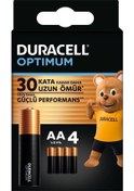 Resim Duracell MX1500 Optimum LR6/MN1500 Alkalin AA Kalem Pil 1,5V 4'lü Paket 
