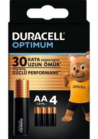 Resim Duracell MX1500 Optimum LR6/MN1500 Alkalin AA Kalem Pil 1,5V 4'lü Paket 