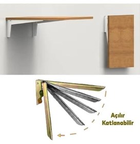 Resim Katlanır Raf Altı Ayağı Metal Ayak 18 x 10 cm (2 Adet) 