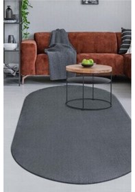 Resim Seria Halı Dinarsu Yumuşak Peluş Post Yıkanabilir Kaymaz Taban Tüylü Halı Yolluk Antrasit 