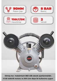 Resim Kompresör Kafası 8 Bar Pistonlu G2090 