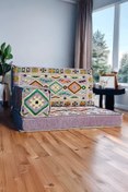 Resim mdhomecarpet Şark Köşesi Minder Takımı | Yer , Sırt Minderi, Etnik Desen, Salon ve Ev İçin 3 Parça Süngerli 