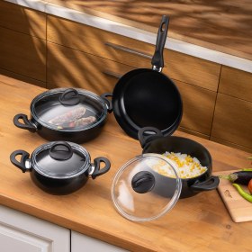 Resim Emsan Crystal 7 Parça Güveç Seti Siyah 