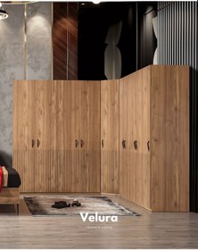 Resim İzgi 10 Ahşap Kapaklı Gardırop Dolap Ceviz 