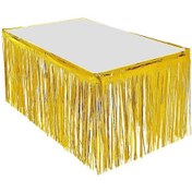 Resim Püsküllü Işıltılı Metalize Altın Renk Masa Eteği 75 CM x 4 M 