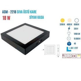 Resim Ycl Asm-2218b 18w Sıvaüstü Kare Led Panel Beyaz 