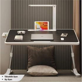 Resim Ofis Fix Yükseklik ve Açı Ayarlı Laptop Sehpası | Katlanır Çalışma Masası | Çok Fonksiyonlu Yatak Sehpası N9 Siyah 