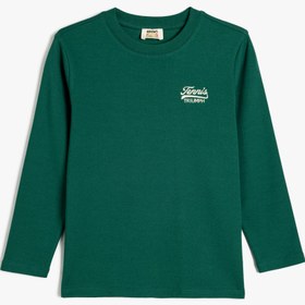 Resim Erkek Çocuk Oversize Tişört Uzun Kollu Bisiklet Yaka Tenis Baskılı Pamuklu 