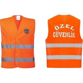Resim Özel Güvenlik Yazılı Ikaz Yeleği Reflektörlü Turuncu Renk Turuncu 
