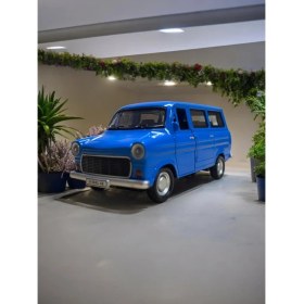 Resim Nostaljik Metal Çek Bırak Ford Sesli ve Işıklı Minibüs Mavi ( 1/36 Ölçek ) 