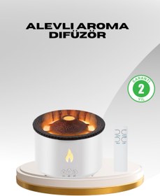 Resim MKR Alev Efektli Aromaterapi Difüzörü - 360 ml Su Hazneli Sessiz ve Zaman Ayarlı 