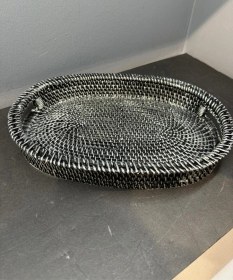 Resim Dekoratif Polyester Hasır Tepsi Gümüş 