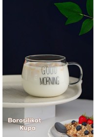 Resim Porsima 2088 Borosilikat Isıya Ateşe Dayanıklı Cam Kulplu Çay Bardağı Kahve Bardak Kupa Şeffaf 400 Ml Şeffaf 