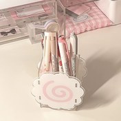 Resim Pembe Akrilik Balık Kek Kalem Tutucu Estetik Masaüstü Kırtasiye Kalem Düzenleyici 