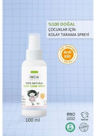 Resim INCIA %100 Doğal Kolay Tarama Spreyi Çocuklar İçin Nemlendirici Parlaklaklaştırıcı Anti Klit 100 ml 