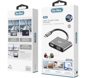 Resim Go Des GD-8280 Type-C To Hdtv+Vga Dönüştürücü 