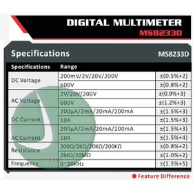 Resim Mastech Ms8233d Dijital Multimetre 
