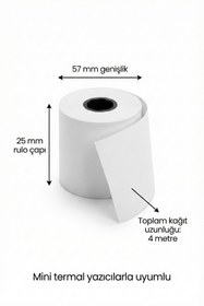 Resim 4 Berry Mini Yazıcı Termal Kağıt 57 mm 5’li Paket - Yapışkansız Baskı Rulosu 