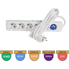 Resim Viko Multi-let 6'lı Grup Priz Topraklı Çocuk Korumalı 5 Metre Beyaz - 90113605 