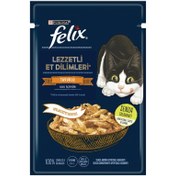 Resim Felix Tavuklu Lezzetli Et Dilimleri Yaş Kedi Maması 80 G 