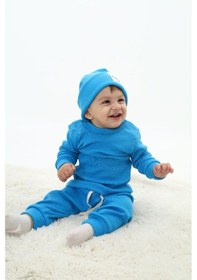 Resim Fitilli Unisex Bebek - Çocuk Üçlü Takım Mavi 