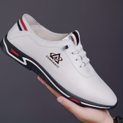Resim Erkek Yaz Modası Rahat Loafers - Yumuşak Taban, Yuvarlak Burun, Elastik Kapanış, Beyaz Kırmızı Detaylarla, Dış Mekan Yürüyüşü ve Seyahat için Rahat, Rahat Ayakkabılar | Şık Loafers | Kauçuk Tabanlı Ayakkabılar 