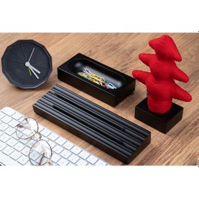 Resim Kayigo Woody Siyah Üçlü Ofis Seti - Kırmızı Çam 
