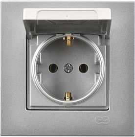 Resim Günsan Eqona Gümüş Kapaklı Topraklı Priz 