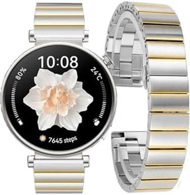 Resim Huawei 18 mm Paslanmaz Çelik Saat Kordonu - GT6 41 mm / GT5 Pro 42 mm / GT5 41 mm / GT4 41mm Uyumlu - Orijinal Tasarım, Yüksek Kalite, Ayarlanabilir - Ayarlama Aparatı Hediye 