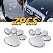 Resim 2'li Set Moda Sevimli 3D Hayvan Köpek Kedi Ayı Ayak İzi Araba Stickerı Havalı Tasarım Pati Ayak İzi Çıkartması Araba Motosiklet Stickerları Gümüş 