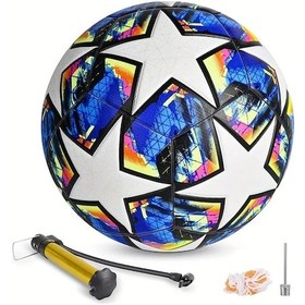 Resim Cordial Mavi 5 Numara Su Gecirmez Yildiz Desenli Suni Deri Futbol Topu Resmi Mac Ve Antrenman Pompa Ve Igne Dahil Ici Dis Mekan Beyaz Yesil Mavi 