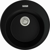 Resim POLEX Cristalüx Granit Evye P-06 Siyah Tezgah Altı Ve Tezgah Üstü Oval Mutfak Evyesi 51,5x51,5cm 