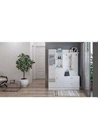 Resim Robinhome Robin Home Jessie Vestiyer Ayakkabılık Portmanto Aynalı Raf Beyaz 