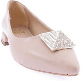 Resim Dgn 2807-23y Kadin Sivri Burun Kristal Taş Tokali Galvaniz Ökçeli Babet 2807-1423-R1807 Ten Rugan 