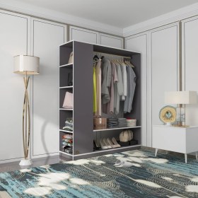 Resim Kenzlife giysi dolabı abdullah 180*150*45 gri gardırop 