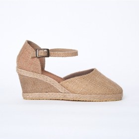 Resim Bayan Hasırlı Keten Espadril Dolgu Topuk ES1020-0001 Hasır 