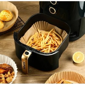 Resim Mcreative Fryer Pişirme Kağıdı, Hava Fritözü Kağıdı, Fırın Pişirme Kağıdı, Xl ve Xxl Uygun, Tarım Bakanlığı Onaylı, Kare Tabak, Koruma Tabağı ile Birlikte, 20X20+4,5 Cm, 100 Adet 