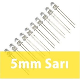 Resim 5Mm Şeffaf Sarı Led - 10'Lu Paket 