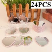 Resim 24 adet Kalp Şekilli Taşınabilir Ayna - Pembe, Beyaz, Siyah Minimalist Tasarım, Kurdele Kurdele Detayları ile, Seyahat, Ev Dekoru, Hediyeler için Kompakt ve Hafif, Doğum Günü Gelinler Gelinler Gelinler Partisi Hediyeleri, Düğün Hediyesi Partisi Hediyesi 
