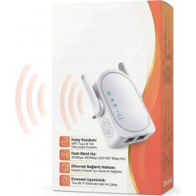 Resim Uniywell Wi-Fi Repeater 300 Mbps Kablosuz Ağ Genişletici - Çift Antenli, WPS Destekli Sinyal Güçlendirici (Menzil Arttırıcı) 