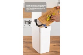 Resim Hareket Sensörlü Sessiz Kapatma Çöp Kutusu Banyo Mutfak Çöp Kovası Kapaklı Banyo Çöp Kovası 9 Lt. 