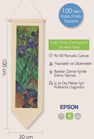 Resim Van Gogh Duvar Halısı, Sanat Serisi Dekor, 100cm Kanvas Flama Askılı Duvar Örtüsü NO:731 - Renkli - 2 / 30 x 100 