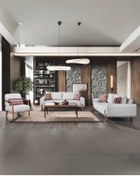 Resim Velura Home & Living Astana Bohem Koltuk Takımı 3 3 1 1 & Mekanizmalı Genişleyebilir Yataklı Koltuk - Gri Bukle Kumaş 