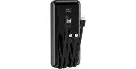 Resim Robeve 10000 Mah Dijital Göstergeli Dahili Kablolu Powerbank 10000 Mah Powerbank Lightning - Type C - USB - Micro USB Dahili Kablolu Powerbank Bpb3 Deprem Powerbank Deprem Powerbanki 