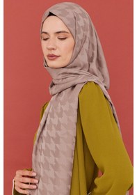 Resim Mirsoy Scarf Kazayağı Desen İpeksi Jakar Şal - Açık Vizon Açık Vizon 