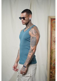 Resim Slim Fit Kaşkorseli Esnek Düz Erkek Sporcu Atlet Petrol 