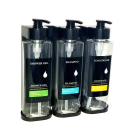 Resim Otel Tipi 3'lü Sıvı Sabunluk Şampuanlık T.443 Şeffaf 